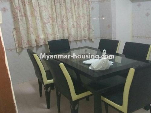 မြန်မာအိမ်ခြံမြေ - ငှားရန် property - No.3796 - တာမွေမြို့နယ်ရှိ ရွေှချမ်းသာကွန်ဒိုတွင် အခန်းကောင်းတစ်ခန်းဌားရန် ရှိပါသည်။View of the dinning room