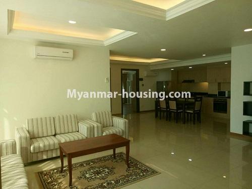 မြန်မာအိမ်ခြံမြေ - ငှားရန် property - No.3843 - ကမာရွတ်မြို့နယ်၊ JL Inya Residence တွင် ကွန်ဒိုခန်းငှားရန် ရှိသည်။living room view