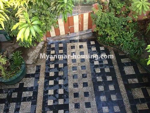 Myanmar real estate - for rent property - No.3855 - A two storey landed house for rent in Hlaing Township. - Compound view