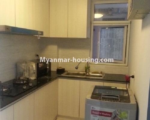 မြန်မာအိမ်ခြံမြေ - ငှားရန် property - No.3913 - သန်လျင် ကြယ်စင်အိမ်ရာတွင် ကွန်ဒိုအခန်းငှားရန်ရှိသည်။ View of the Kitchen room