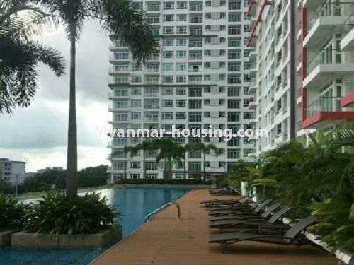 မြန်မာအိမ်ခြံမြေ - ငှားရန် property - No.3918 - လှိုင် G.E.M.S တွင် ကွန်ဒိုခန်းကောင်းတစ်ခန်းငှါးရန်ရှိသည်။swimming pool and another building view