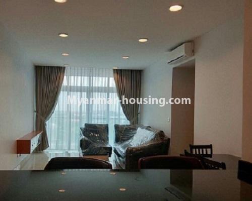 ミャンマー不動産 - 賃貸物件 - No.3920 - Decorated condo room for rent in G.E.M.S Hlaing! - Living room view