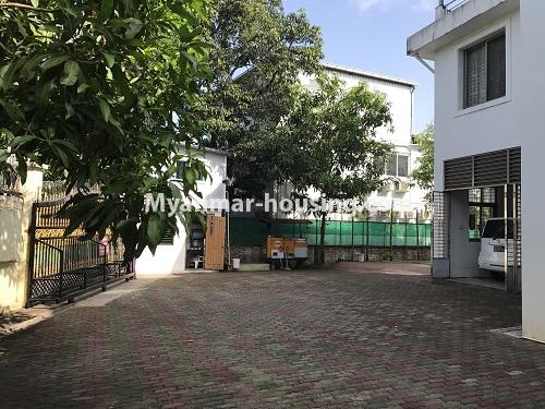 Myanmar real estate - for rent property - No.3931 - Landed house with specious compound for rent for big office, in 7.5 mile, Mayangone! - left side view