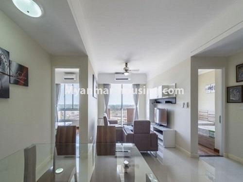 Myanmar real estate - for rent property - No.3934 - Star City Condo room with views for rent in Thanlyin! - living room from back side