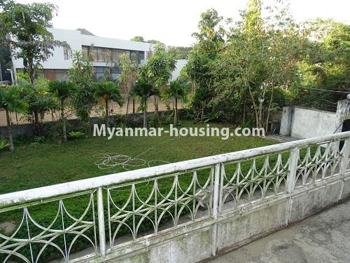 Myanmar real estate - for rent property - No.3947 - Three storey landed house for office in 7 mile, Mayangone! - grassland in front of house view 