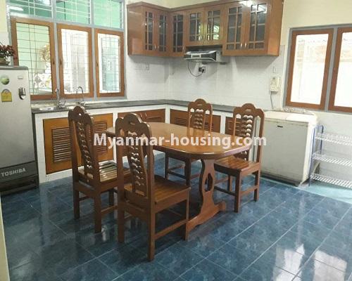မြန်မာအိမ်ခြံမြေ - ငှားရန် property - No.3949 - မြခွာညိုအိမ်ရာတွင် လုံးချင်းအိမ်တစ်လုံးဌားရန် ရှိပါသည်။View of the Dinning room