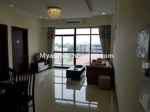 Myanmar real estate - for rent property - No.3952 - Luxurary room for rent in Malikha Condo - View of the living room