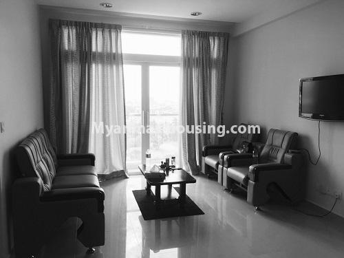 Myanmar real estate - for rent property - No.4031 - Swimming pool View room for rent in G.E.M.S Condo. - View of the living room.