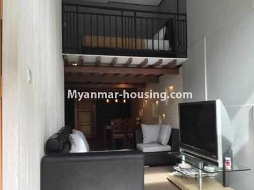 Myanmar real estate - for rent property - No.4072 - Hong Kong Type Apartment with two level for short term rent near Junction Maw Tin! - living room and attic view