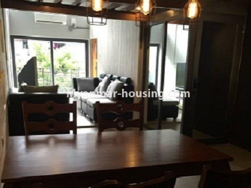 Myanmar real estate - for rent property - No.4072 - Hong Kong Type Apartment with two level for short term rent near Junction Maw Tin! - living room view from attic