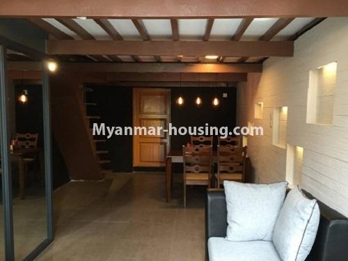 Myanmar real estate - for rent property - No.4072 - Hong Kong Type Apartment with two level for short term rent near Junction Maw Tin! - living area in attic