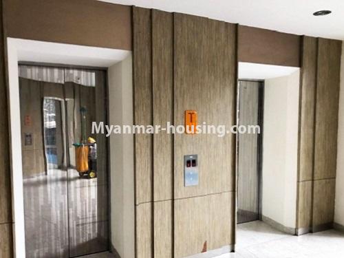 Myanmar real estate - for rent property - No.4086 - Condo room well-decorated with furniture in Twin Centro. - lift view