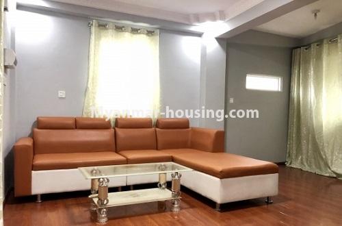 Myanmar real estate - for rent property - No.4099 - An apartment for rent near BRB Bus-top, Hledan! - living room