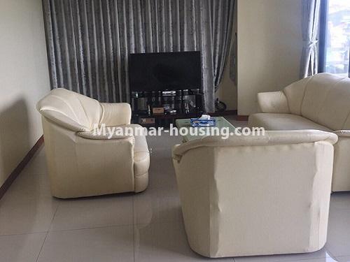 Myanmar real estate - for rent property - No.4100 - A Good Condominium room for rent in Mingalar Taung Nyunt. - living room