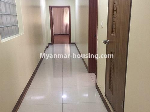 Myanmar real estate - for rent property - No.4100 - A Good Condominium room for rent in Mingalar Taung Nyunt. - hall to kitchen and living room