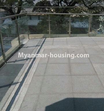 Myanmar real estate - for rent property - No.4104 - Half and three storey house for showroom on Strand Road. - balcony of top floor