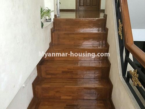 缅甸房地产 - 出租物件 - No.4140 - Landed house for rent in Bo Gyoke Village, Thin Gann Gyun! - stairs to upstairs