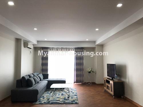 ミャンマー不動産 - 賃貸物件 - No.4142 - Nice condo room for rent in Khaymar Residence, Sanchaung! - living room