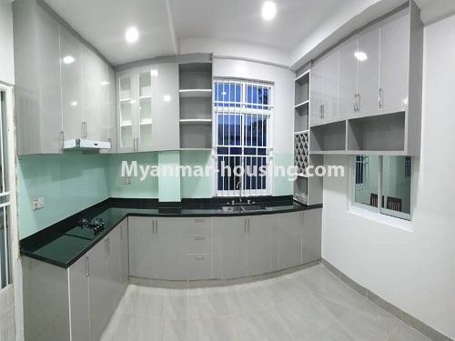Myanmar real estate - for rent property - No.4158 - A Good Landed house for Rent in South Okkalarpa. - kitchen room