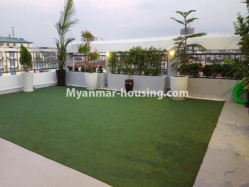Myanmar real estate - for rent property - No.4174 - Pent house condo room for rent in Kamaryut! - large balcony view