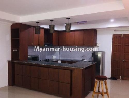 မြန်မာအိမ်ခြံမြေ - ငှားရန် property - No.4175 - တာမွေ ကန်တော်ကြီးတာဝါတွင် ကွန်ဒိုတိုက်ခန်း ငှားရန်ရှိသည်။kitchen view 