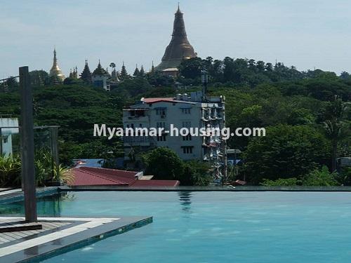 ミャンマー不動産 - 賃貸物件 - No.4180 - Nice condo room with excelolent view for rent in Bahan! - Shwedagon Pagoda view