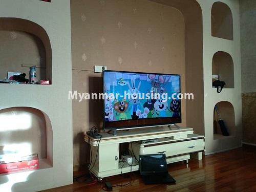 ミャンマー不動産 - 賃貸物件 - No.4182 - MMM Condo room for rent in Mingalar Taung Nyunt! - living room 