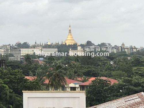 Myanmar real estate - for rent property - No.4189 - New condo room for rent in Ahlone! - Pagoda view from living room