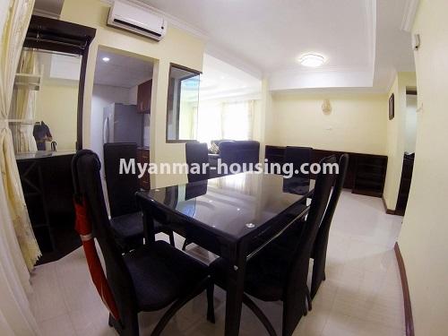 မြန်မာအိမ်ခြံမြေ - ငှားရန် property - No.4189 - အလုံတွင် ကွန်ဒိုခန်းသစ် ငှားရန်ရှိသည်။dining area
