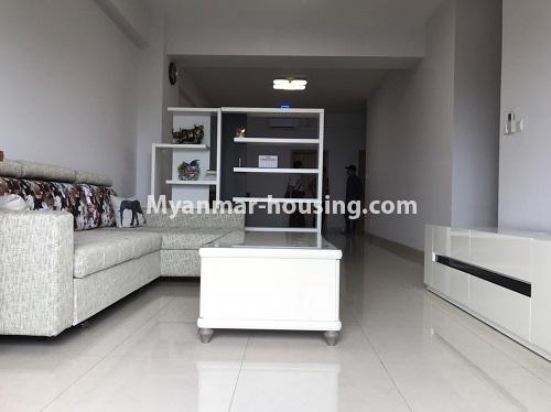 Myanmar real estate - for rent property - No.4190 - Hilltop Vista condo room for rent in Ahlone! - living room view 