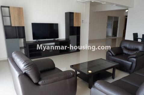 Myanmar real estate - for rent property - No.4191 - River View Point Condo room for rent in Ahlone! - living room