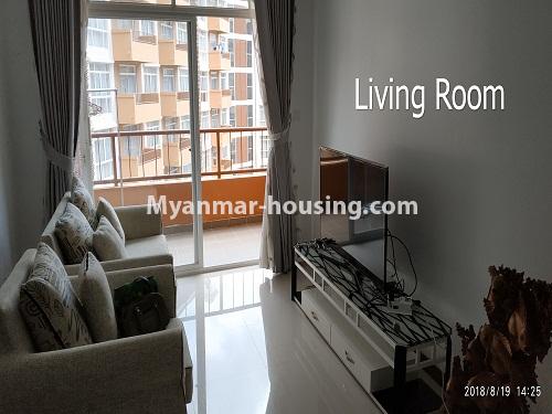 မြန်မာအိမ်ခြံမြေ - ငှားရန် property - No.4196 - သန်လျင် ကြယ်မြို့တော် ကွန်ဒိုတွင် အခန်းငှားရန် ရှိသည်။living room