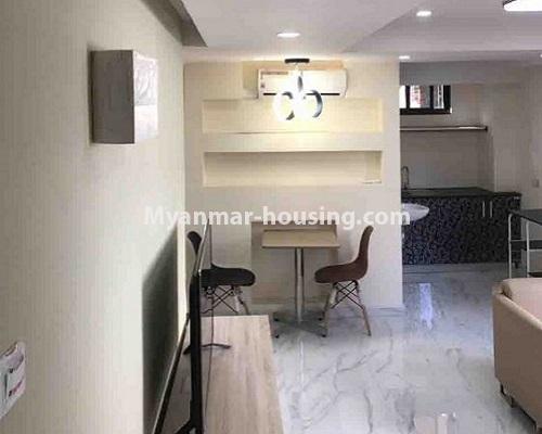 缅甸房地产 - 出租物件 - No.4214 - Furnished studio room in new mini condominium building for rent, Sanchaung! - living room