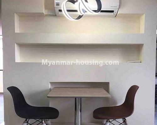 Myanmar real estate - for rent property - No.4214 - Furnished studio room in new mini condominium building for rent, Sanchaung! - dining area