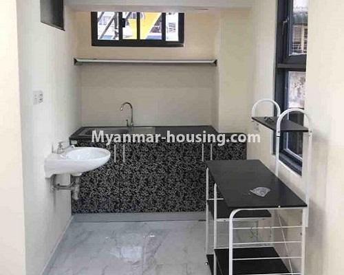 Myanmar real estate - for rent property - No.4214 - Furnished studio room in new mini condominium building for rent, Sanchaung! - kitchen