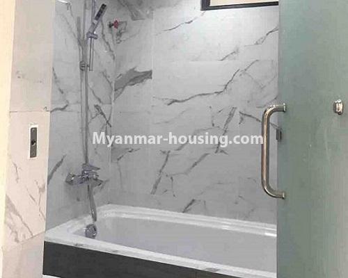 Myanmar real estate - for rent property - No.4214 - Furnished studio room in new mini condominium building for rent, Sanchaung! - bathroom