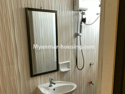 Myanmar real estate - for rent property - No.4217 - Condo room for rent in Hlaing! - master bedroom bathroom view
