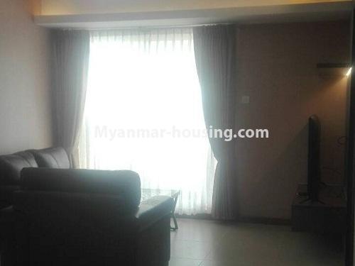 ミャンマー不動産 - 賃貸物件 - No.4230 - New condo Room for rent in the heart of Yangon! - living room view
