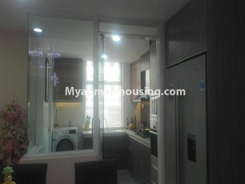 缅甸房地产 - 出租物件 - No.4232 - New condo Room for rent in the heart of Yangon! - another view of kitchen 