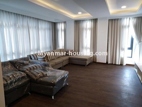 Myanmar real estate - for rent property - No.4242 - New condo room for rent on Parami Road. - living room view