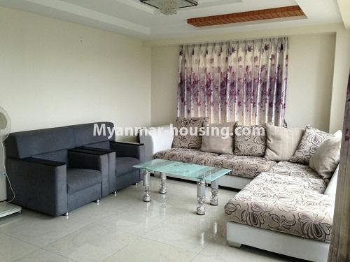 ミャンマー不動産 - 賃貸物件 - No.4249 - Condo room for rent in White Cloud Condo Township. - living room