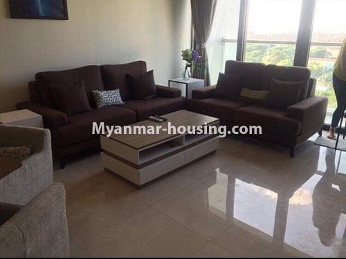 မြန်မာအိမ်ခြံမြေ - ငှားရန် property - No.4251 - စမ်းချောင်း Crystal Residence တွင် ကွန်ဒိုခန်းငှားရန် ရှိသည်။living room view