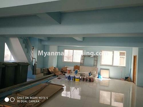 Myanmar real estate - for rent property - No.4258 - Ground floor condo room for rent in Botahtaung! - inside view from back with attic