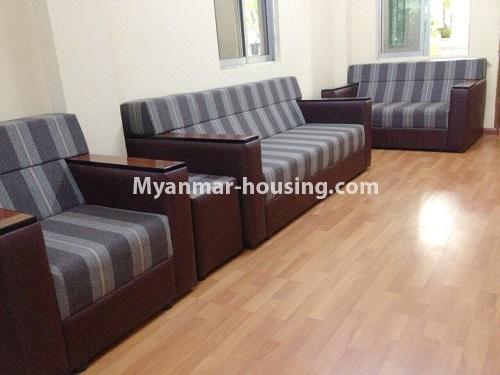 Myanmar real estate - for rent property - No.4263 - One bedroom apartment for rent in Kamaryut! - living room
