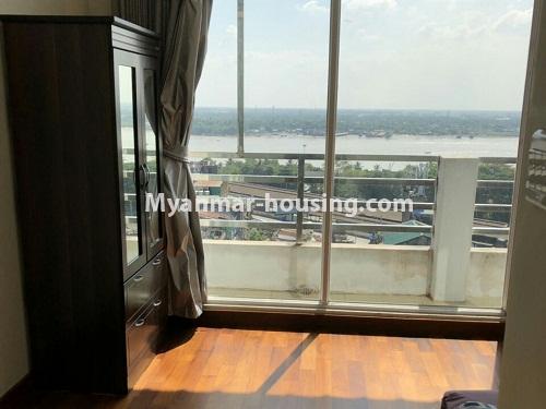 Myanmar real estate - for rent property - No.4268 - Penthouse condo room for rent in Lanmadaw! - another master bedroom view 