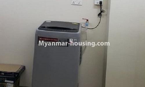 Myanmar real estate - for rent property - No.4274 - Nice Grand Mya Kan Thar Condominium room with full facilities and Yangon City View for rent in Hlaing! - washing machine view