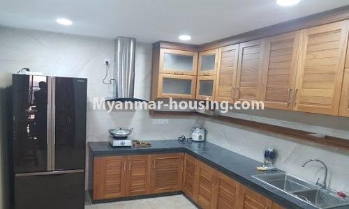 Myanmar real estate - for rent property - No.4274 - Nice Grand Mya Kan Thar Condominium room with full facilities and Yangon City View for rent in Hlaing! - kitchen view