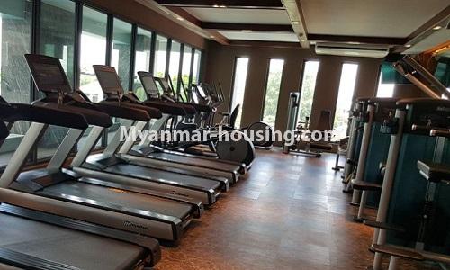 Myanmar real estate - for rent property - No.4274 - Nice Grand Mya Kan Thar Condominium room with full facilities and Yangon City View for rent in Hlaing! - gym view
