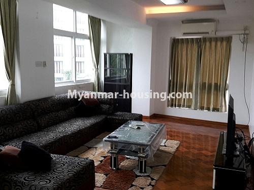 မြန်မာအိမ်ခြံမြေ - ငှားရန် property - No.4275 - ဖိုးစိန်လမ်းသွယ်တွင် MTP ကွန်ဒိုခန်း ငှားရန်ရှိသည်။ - living room