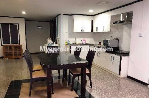Myanmar real estate - for rent property - No.4292 - Orchid Condo room for rent in Ahlone! - dining area and kitchen